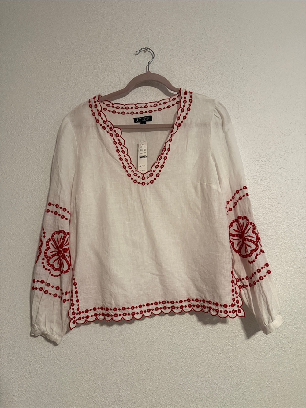 J.Crew Bungalow Embroidered Top In Linen - Picture 2 of 8